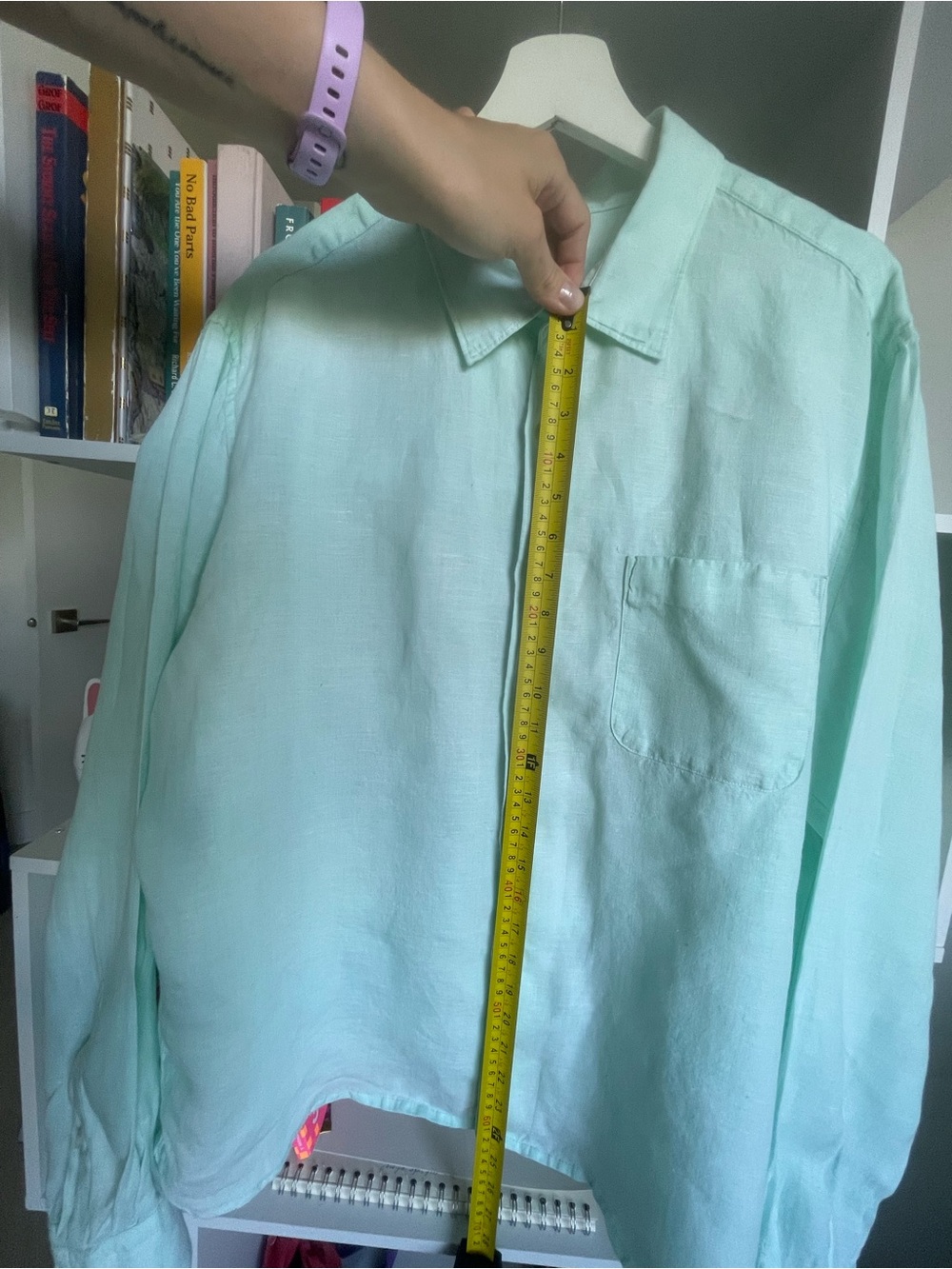 NEW Uniqlo Light Mint Button-Down Long Sleeve Shirt Unisex Short length Casual - Picture 11 of 12